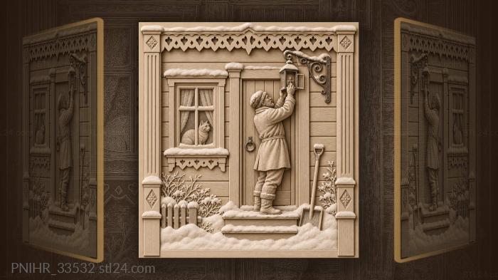 Keeper trims the lantern while the cat watches 3d STL model