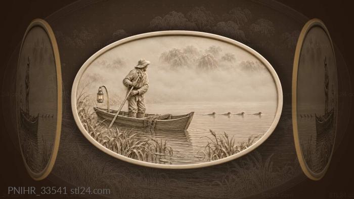 Ducks lead the fishermans boat through fog 3d STL model