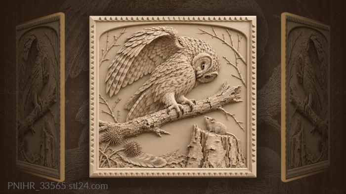 Owl prepares to dive at mouse 3d STL model