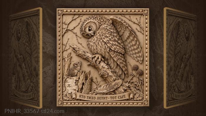 Above stump owl stalks a mouse 3d STL model