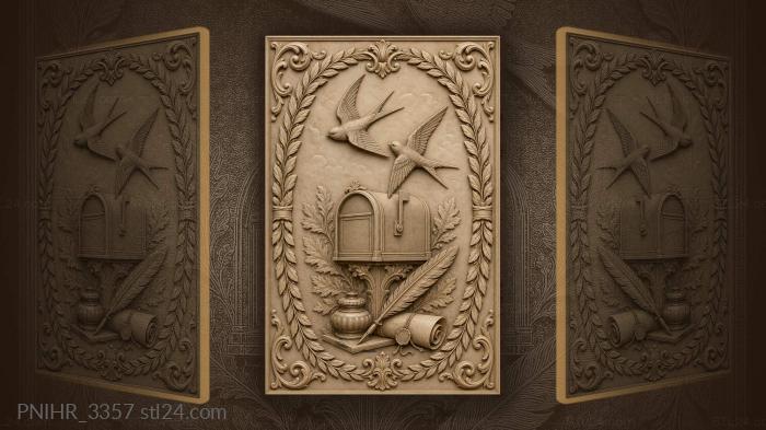 Swallows above mailbox and letter 3d STL model