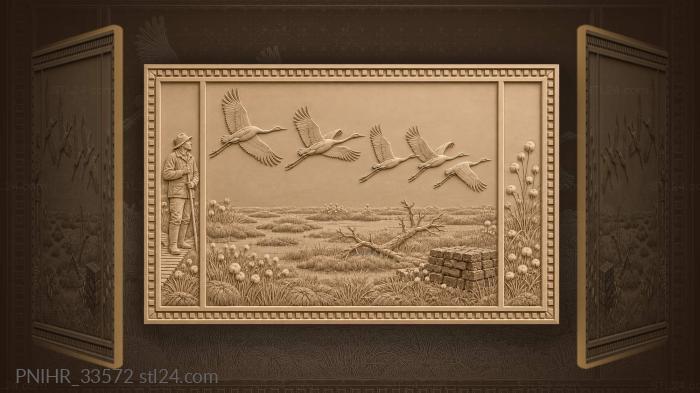 Cranes over the misty wetlands 3d STL model