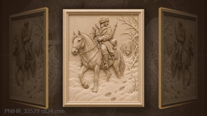 Riding through drifts glancing back at the thicket 3d STL model