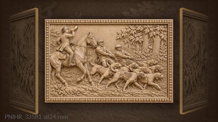 Hornsman in the stirrups with kennelmen holding back 3d STL model