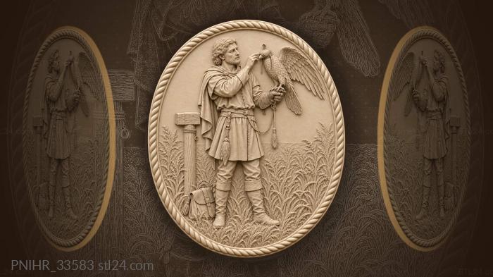 Falconer removes hood from his hawk 3d STL model