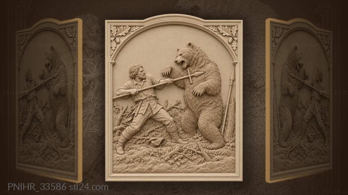 Spear crossbar stops the rearing bear 3d STL model