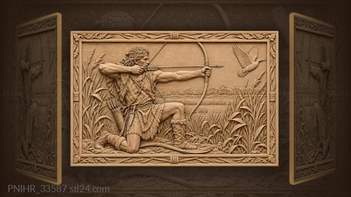 Flint knife and a bow at full draw 3d STL model