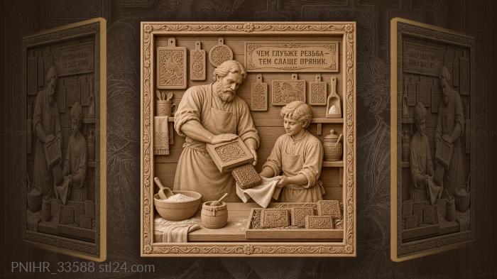 Gingerbread maker and his young apprentice 3d STL model