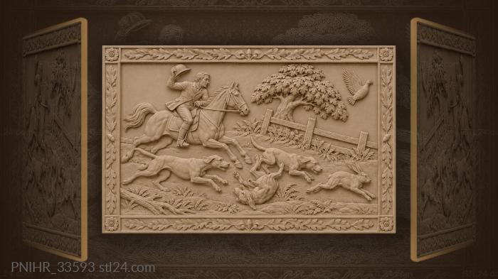 Huntsman hare hounds joyful chase 3d STL model