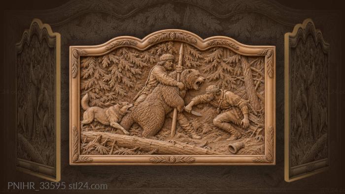 Two men and a dog take a bear 3d STL model