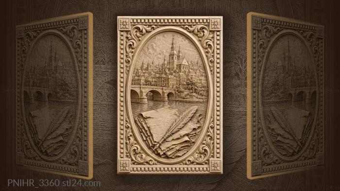 Old town with river and church 3d STL model