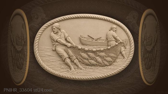From shore fishermen pull in catch 3d STL model