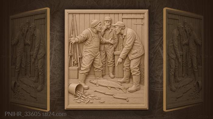 Fishermen’s quarrel over a big pike 3d STL model