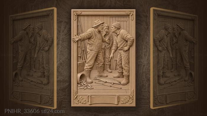 Fishermen’s quarrel over a pike 3d STL model