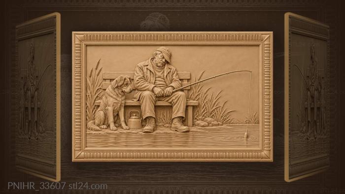 Fisherman asleep while the float dips 3d STL model