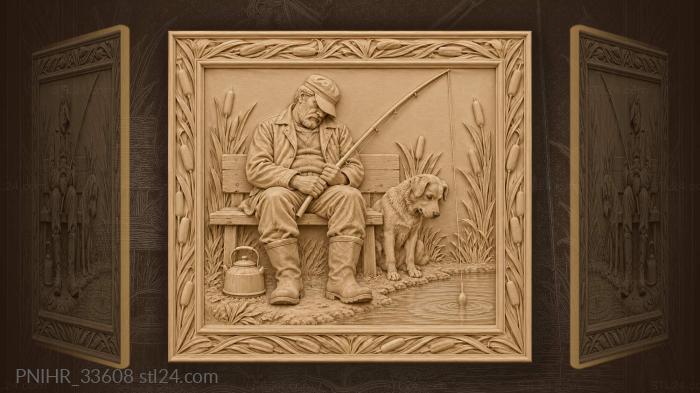 Sleeping fisherman lucky catch reeds 3d STL model