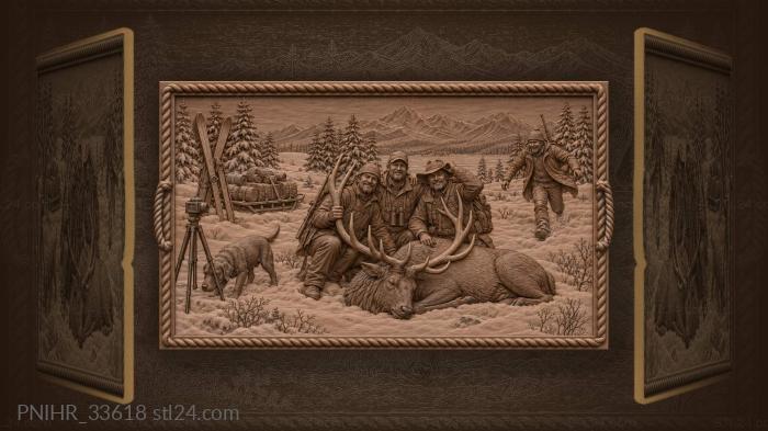 Winter elk hunt memorable photo 3d STL model