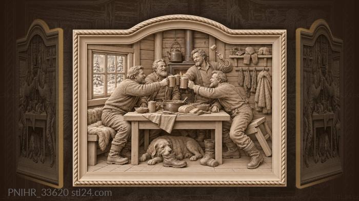 Winter feast joyful company mugs 3d STL model