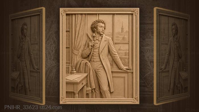 Pushkin courts inspiration beside the window 3d STL model