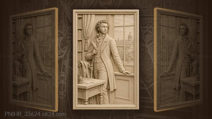 Poet waits for a line to arrive · Alexander Pushkin 3d STL model