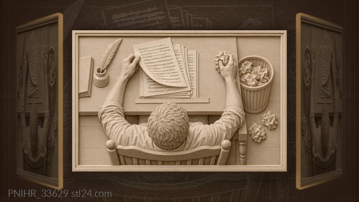 Writing process creative struggle frustration 3d STL model