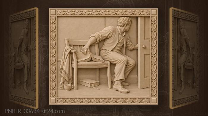 Book left face down on chair 3d STL model