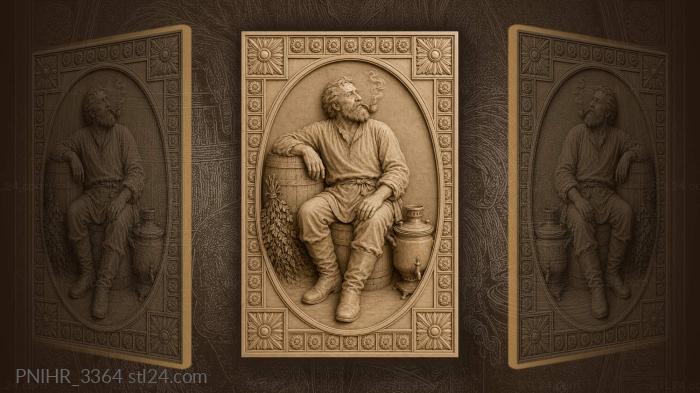 Old man with pipe and samovar 3d STL model