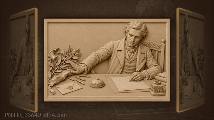 Writer’s corner with laurel branch · Ludwig van Beethoven 3d STL model