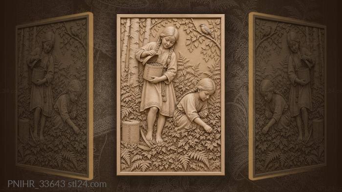 Berry picking sisters summer day 3d STL model