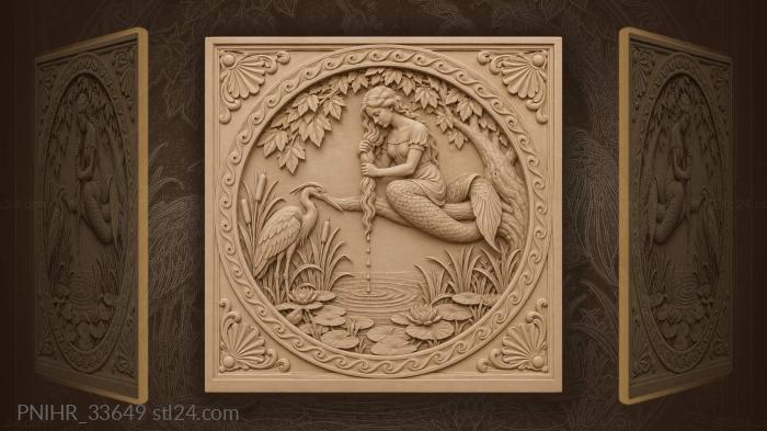 Mermaid wringing hair by water 3d STL model