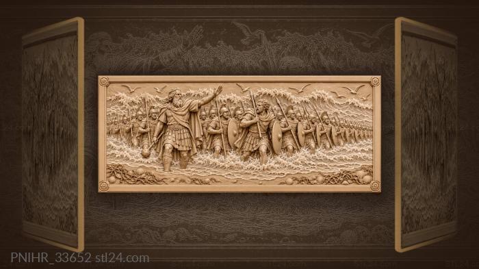 Warriors emerging from stormy sea 3d STL model