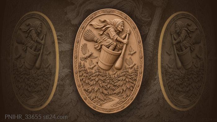 Witch flying over pine forest 3d STL model