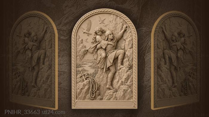 Prince rescuing maiden from cliff 3d STL model