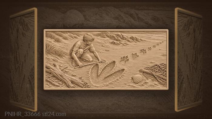 Boy follows clawed and webbed tracks 3d STL model