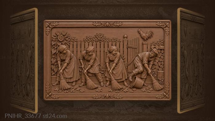 Sweeping servants stumble beneath mocking motto 3d STL model