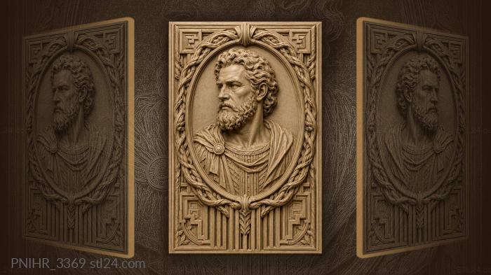 Bearded bust within a rope border 3d STL model