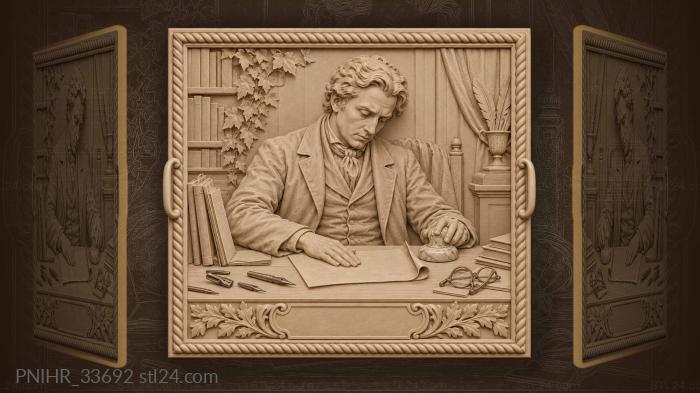 Alexander Pushkin smoothing out his manuscript · Ludwig van Beethoven 3d STL model