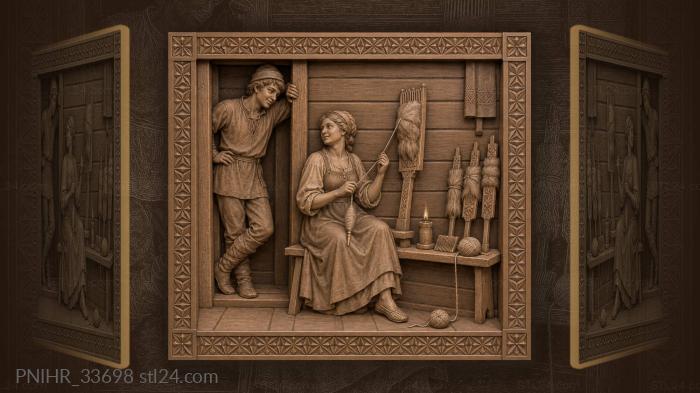 Alyonushka spinning yarn beside the window 3d STL model