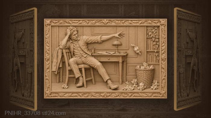 Frustrated poet hurls another failed draft 3d STL model