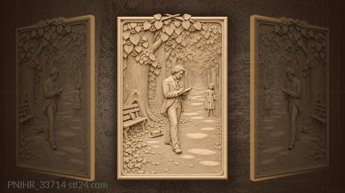 Linden alley poet and little girl 3d STL model