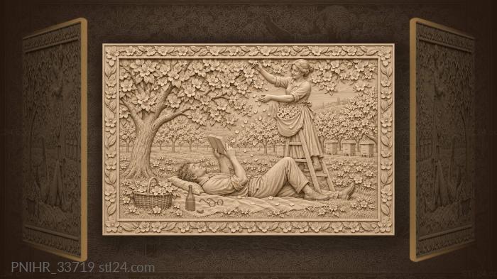 Apple orchard reading in bloom 3d STL model