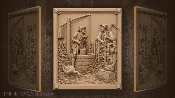 Writer hauling water holding book 3d STL model