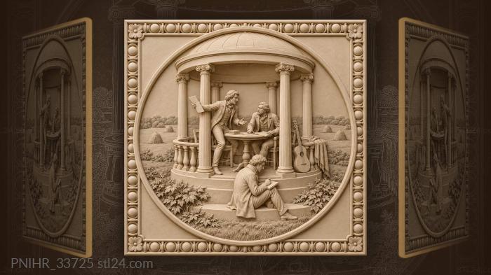 Writers’ dispute in garden rotunda 3d STL model