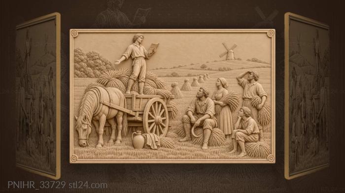 Poet reading to harvesters by mill 3d STL model