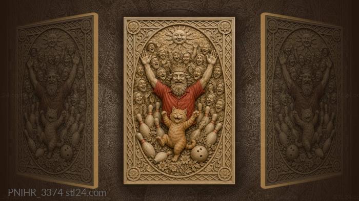 King with cat and bowling 3d STL model