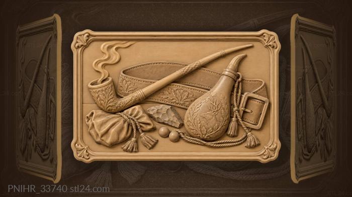 Hunter’s rest pipe and powder flask 3d STL model