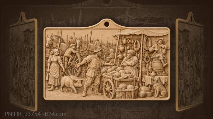 Melon seller bargains while pig squeals 3d STL model