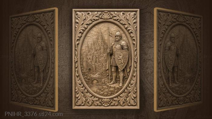 Medieval city with armored soldier 3d STL model