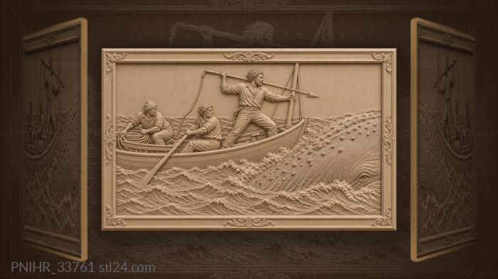 Whaleboat hunting giant sea creature 3d STL model