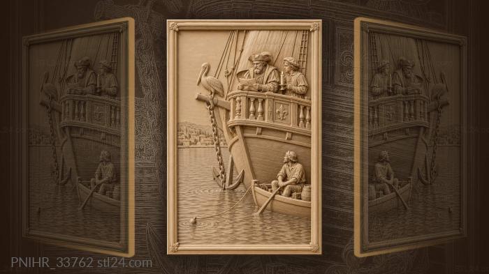 Caravel at anchor calm bay letter 3d STL model
